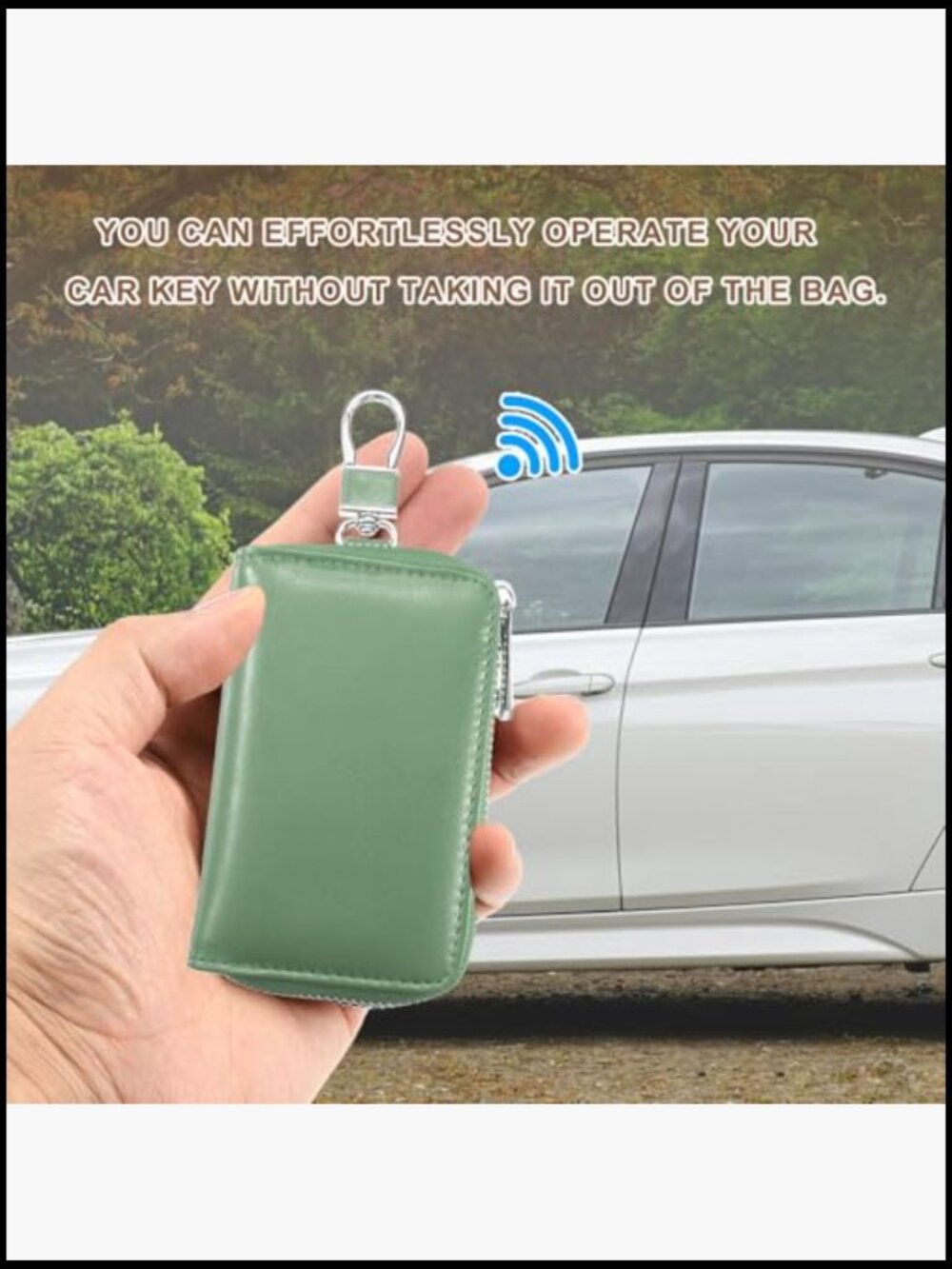 Genuine Leather Key Holder Wallet with Card Slots and Detachable Keyring - Picture 6 of 6